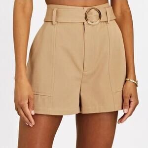 INTERMIX High Waisted Beige Cotton Twill Shorts Size 10
